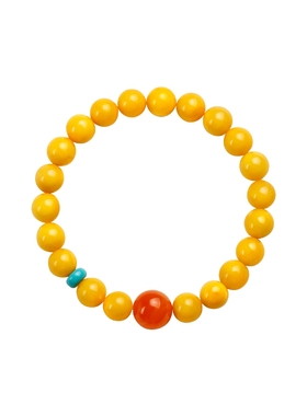 琥珀天然蜜蜡手串鸡油黄多宝手串