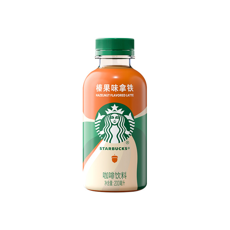 【会员】星巴克咖啡星小咖迷你便携低糖低脂榛果拿铁200ml*15瓶