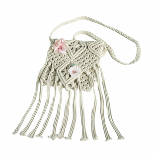 流苏手工花朵编织包草编包沙滩包单肩斜挎包海边度假女包可折叠