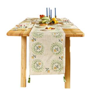 【孤品】蜡笔派郁金香桌旗法式餐桌布轻奢高端长条电视柜茶几布W