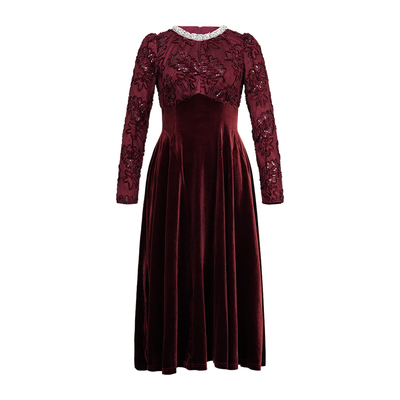 长裙收腰显瘦长裙丝绒连衣裙女