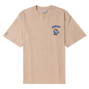 MLB官网皱眉熊T恤女粉色短袖宽松运动上衣半袖