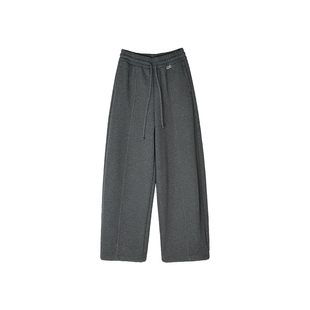 雪地弯刀裤!~加厚绒阔腿休闲裤子女2025冬新款宽松两穿束脚卫裤