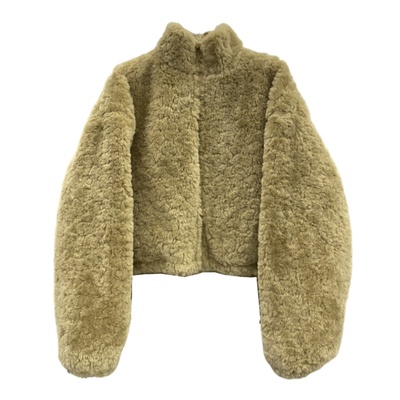 宽松立领羊羔毛短外套加厚棉衣女