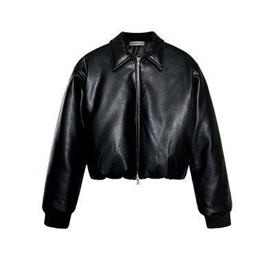 PU皮棉服冬季加厚短款机车外套