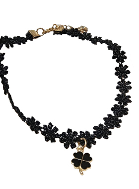 时尚百搭简约蕾丝四叶草锁骨链女