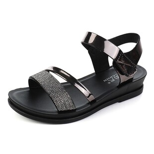 妈妈凉鞋夏季平底2026新款时尚中年女鞋女士百搭厚底防滑露趾凉鞋