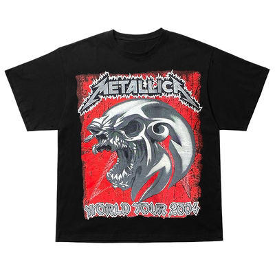 Metallica乐队暗黑慵懒风短袖T恤美式复古oversize哥特风潮牌半袖
