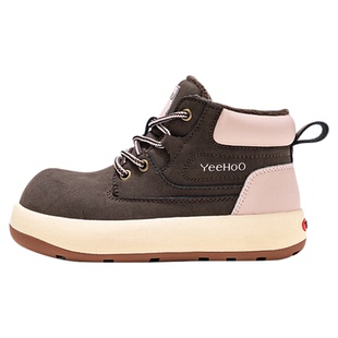 英氏童鞋加绒马丁靴2025冬季新款保暖舒适运动鞋中大童男女鞋子