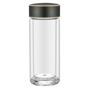 启明缘玻璃杯双层白领杯小容量隔热水杯子 礼盒包装 免费定制刻字