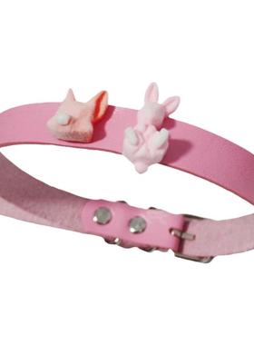 「小兔与狐狸」创口光合萌项圈情侣可爱项链y2k软妹百搭粉choker