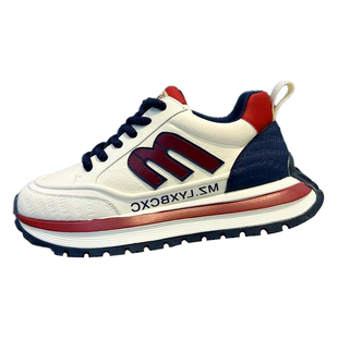 阿甘男鞋2026新款今年流行爆款运动休闲红蓝撞色增高华夫老爹潮鞋