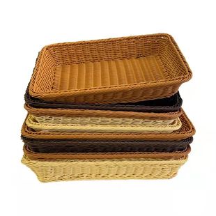 水果篮藤编篮面包篮超市果蔬零食糖果盘仿藤塑料三明治编织收纳筐