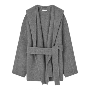 外套冬超级时装发布大秀款意大利哥伦布骆驼绒/双面羊绒连帽大衣