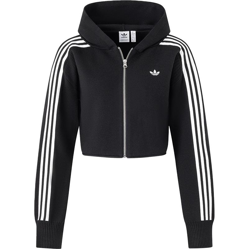 Adidas/阿迪达斯正品三叶草女士短款针织运动连帽外套JI7061