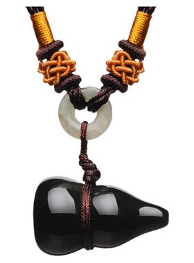 黑曜石石玥珠宝彩虹黑曜石吊坠