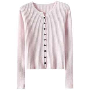 富家大小姐!太能搭了~圆领100%纯羊绒开衫女毛衣针织打底衫秋冬