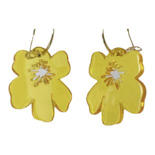 【柠檬气泡】法式浪漫黄色亚克力花朵夸张耳环度假风海边拍照夏