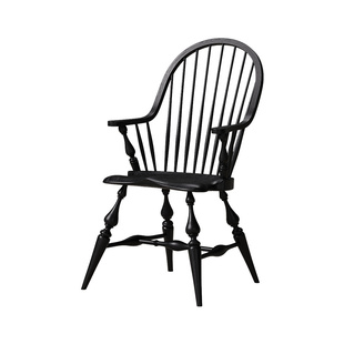 时余墨菲中古风温莎餐椅法式梳妆椅小美式黑色客厅高端全实木餐椅