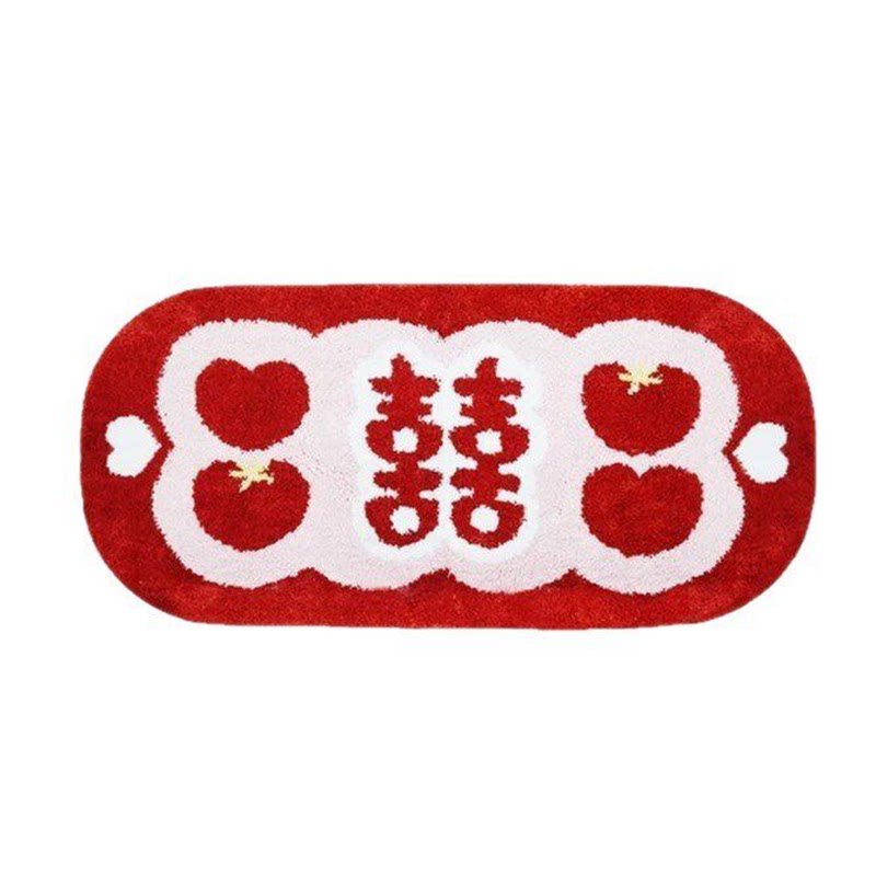 可爱囍字结婚植绒地毯婚嫁装饰