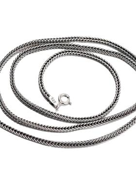 GRGR925纯银做旧龙骨项链