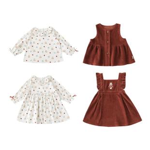 幼悠女童森林故事系列套装数码印花连衣裙花边娃娃翻领衬衫多件套