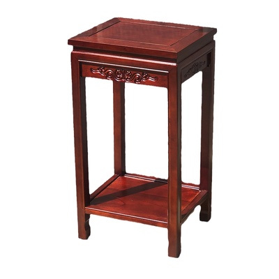 实木花架长桌置物架鱼缸奇石中式