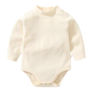 婴儿德绒中高领包屁衣秋冬宝宝无骨薄绒打底内穿加绒加厚保暖内衣