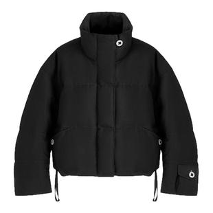 SeRinaBlue2025冬季新款黑色百搭立领短款女士羽绒服保暖外套上衣