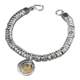 熙素原创24k贴金「赞布禄」999足银盘缠手链可定制男女同款银手串