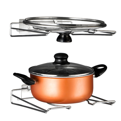 厨房锅架二层锅具墙上304不锈钢