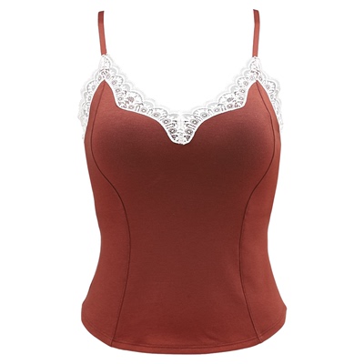 保暖吊带背心女带胸垫蕾丝打底衫