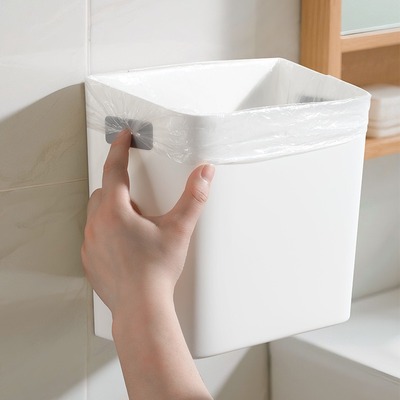 壁挂式方形垃圾桶厨房浴室杂物家用桶收纳盒硅胶垃圾卡口斜面墙壁