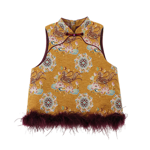 布丁哈鲁冬装女童童装新中式上衣2026秋冬季新款儿童国风马甲