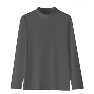 双面德绒打底衫男生长袖潮流高级感上衣服磨毛发热保暖半高领t恤
