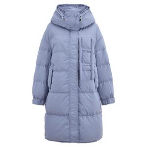 潮流长款连帽羽绒服女