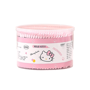 三丽鸥500支盒装棉签掏耳朵专用可爱卡通尖头螺旋双头化妆棉花棒