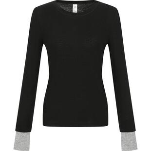 本来BENLAI女士羊毛混纺T恤衫春季新款修身长袖上衣BNS450004