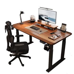 实木电动升降桌双电机四立柱办公桌家用书桌学习桌可升降电脑桌子