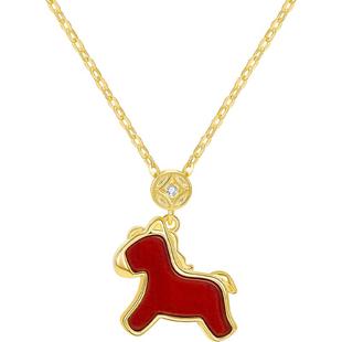 JAY生肖小马项链轻奢小众红玛瑙吊坠女锁骨链马年本命年礼物新年