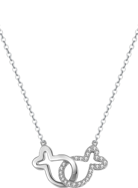 纯银项链女锁骨链小鱼双鱼座七夕