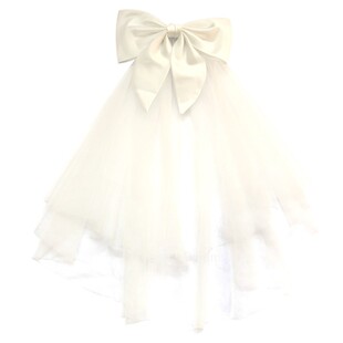 FirstDream结婚新娘头饰领证登记拍道具缎面婚纱蝴蝶结求婚小头纱