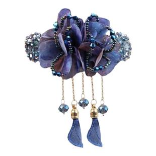 气质古风流苏弹簧夹绢纱发卡成年女后脑勺马尾夹水晶头发夹子发夹