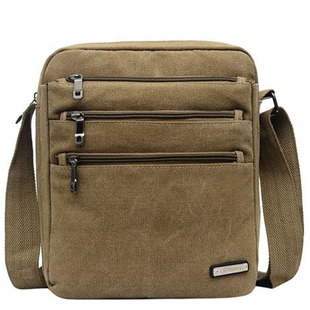 新款多层拉链时尚休闲包男包帆布包单肩包斜挎包男女便携运动挎包