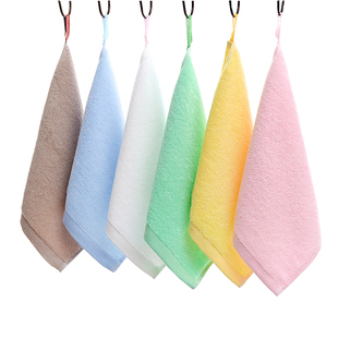 全棉幼儿园儿童专用小毛巾带挂钩纯棉洗脸方巾定制logo白色擦手巾