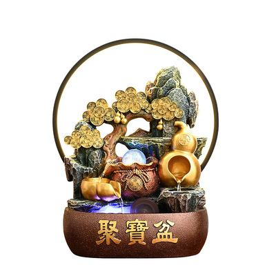 假山流水摆件循环水景招财风水轮