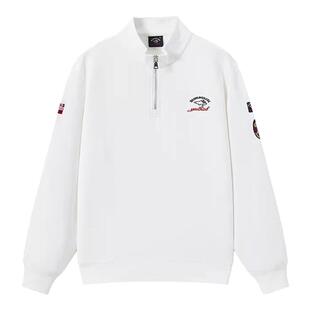 勇士鲨鱼白色刺绣品牌2025春秋半拉链红色卫衣男美式运动高级时尚