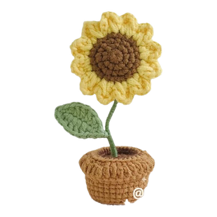 小盆栽手工艺品钩针毛线自制玫瑰花束材料向日葵个性礼物diy编织