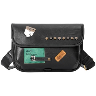 2025新款铆钉时尚胸包小挎包 韩版男包虎头包潮流背包潮男包小包