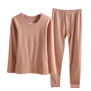 德绒保暖内衣女无痕发热羽绒蚕丝贴片内穿加绒加厚秋衣秋裤套装冬